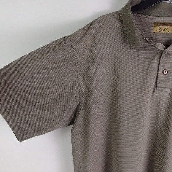 Gold Tri Mountain 60's 2 Ply DBL Mercerized-Cotton Polo Pinstripe Shirt 2XL - Picture 2 of 14